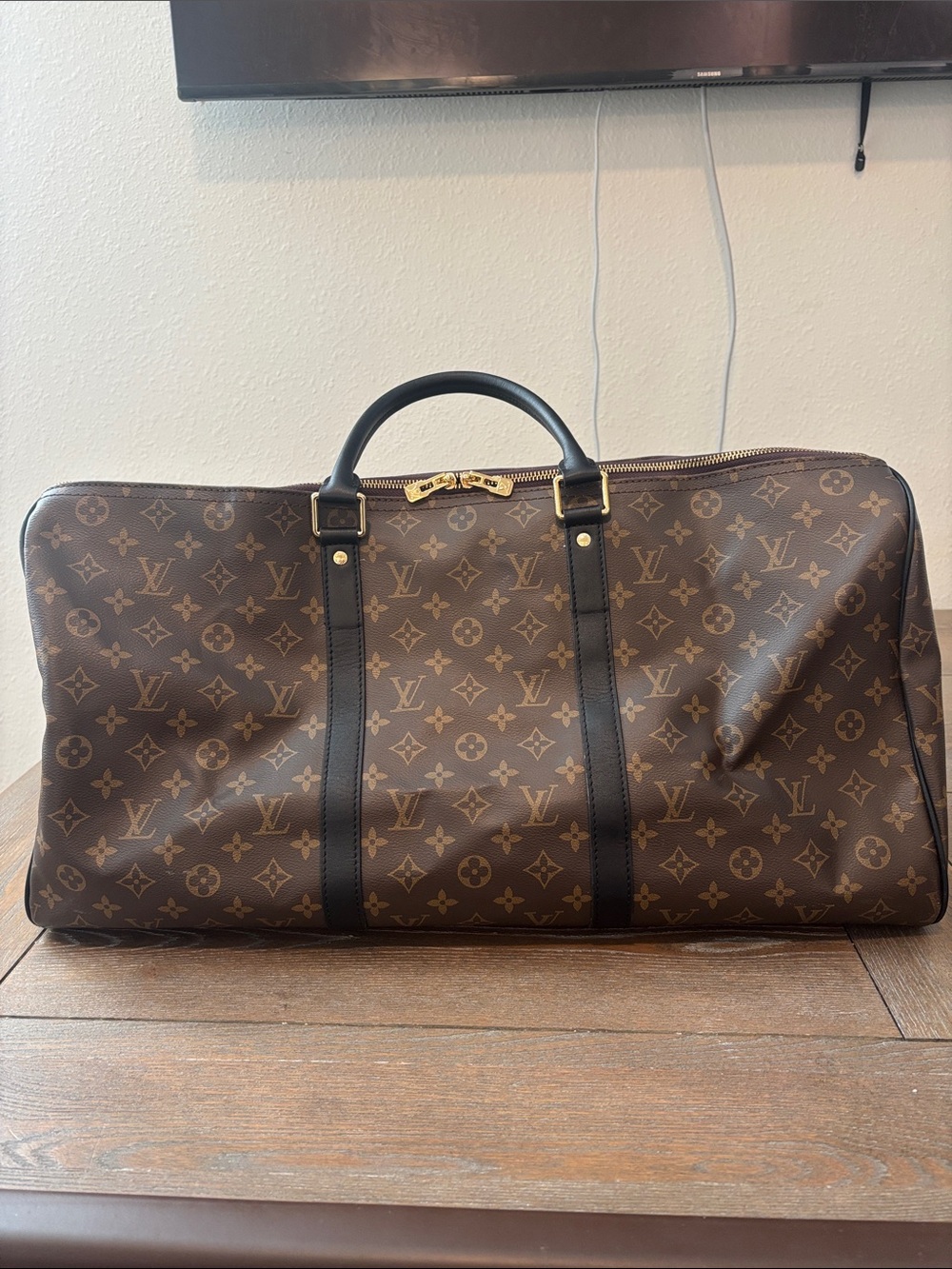 Louis Vuitton Monogram Canvas Travel Duffle Bag - Brown and black